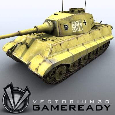 3D Model of Game Ready Low Poly King Tiger model - 3D Render 0